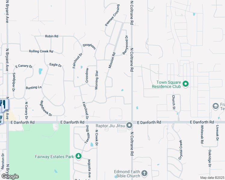 map of restaurants, bars, coffee shops, grocery stores, and more near 1701 Rising Star Lane in Edmond