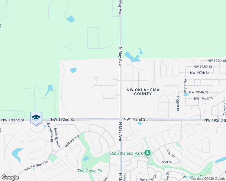 map of restaurants, bars, coffee shops, grocery stores, and more near 19374-19898 North May Avenue in Edmond