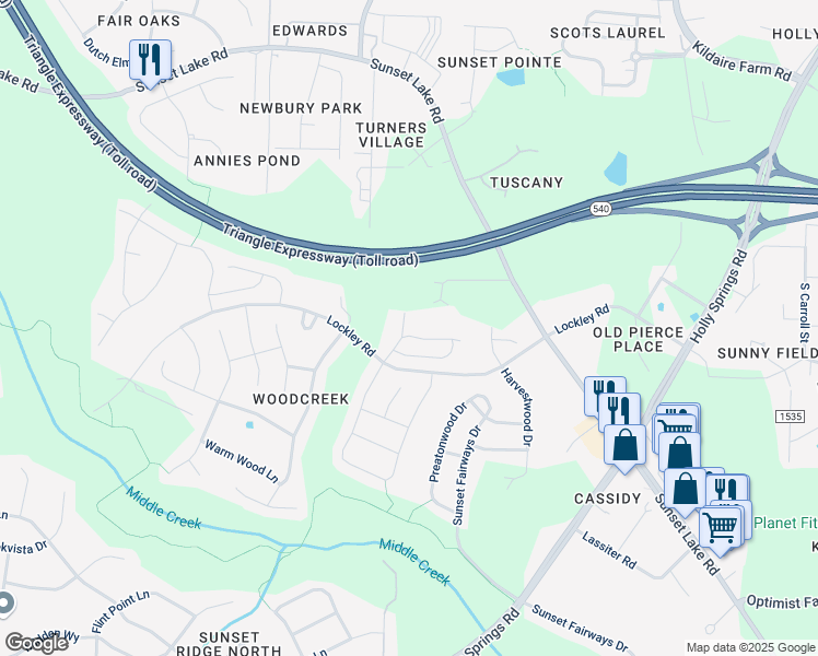 map of restaurants, bars, coffee shops, grocery stores, and more near 315 Castien Cove Place in Apex