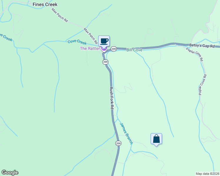 map of restaurants, bars, coffee shops, grocery stores, and more near 11267 Rush Fork Road in Clyde