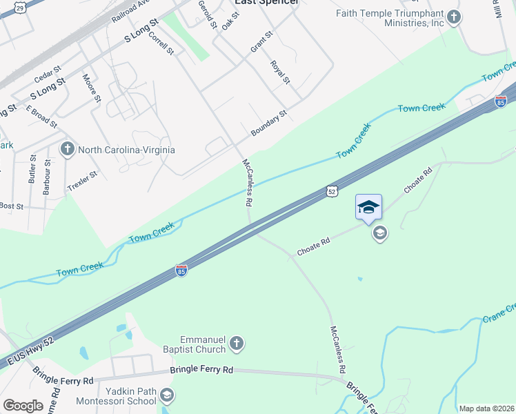 map of restaurants, bars, coffee shops, grocery stores, and more near Correll Street in Salisbury