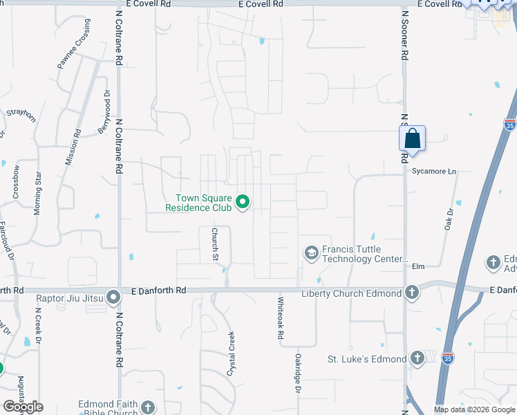 map of restaurants, bars, coffee shops, grocery stores, and more near 1708 Boathouse Road in Edmond