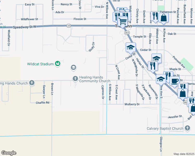map of restaurants, bars, coffee shops, grocery stores, and more near 1608 West Main Street in Trumann