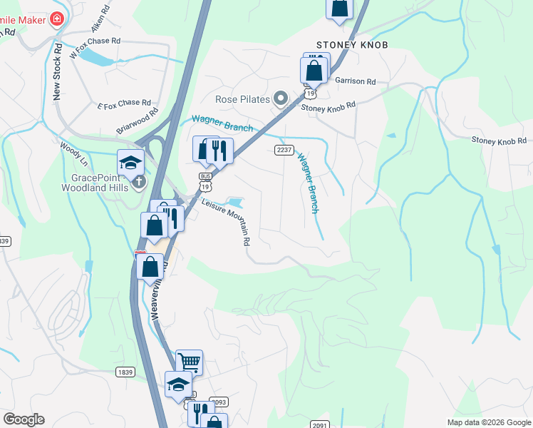 map of restaurants, bars, coffee shops, grocery stores, and more near 4 Brushwood Rd in Asheville