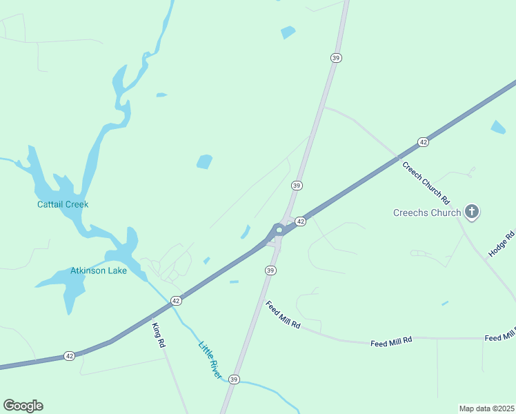 map of restaurants, bars, coffee shops, grocery stores, and more near Noramac Ct in Johnston County