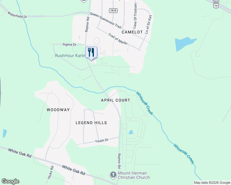 map of restaurants, bars, coffee shops, grocery stores, and more near 9098 April Circle in Garner