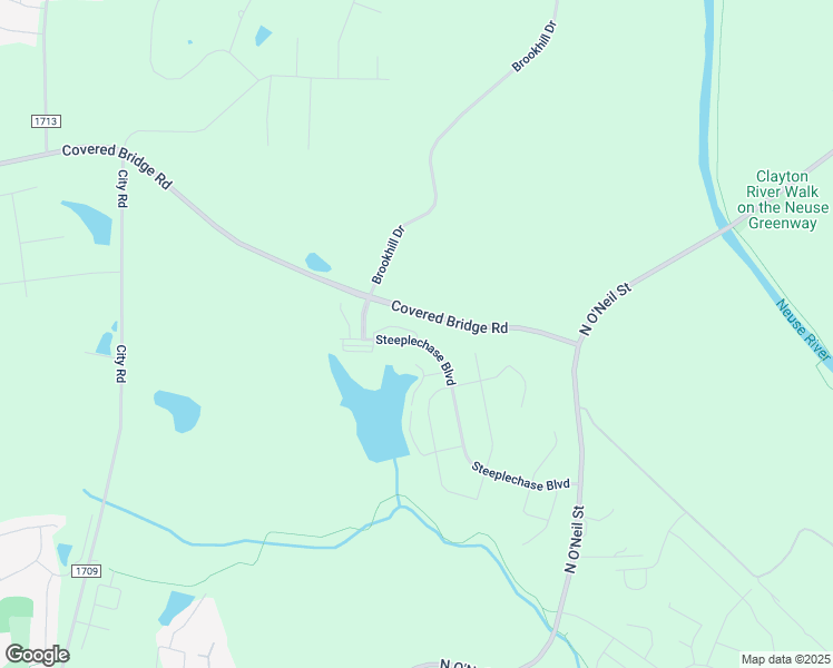 map of restaurants, bars, coffee shops, grocery stores, and more near Covered Bridge Road in Clayton