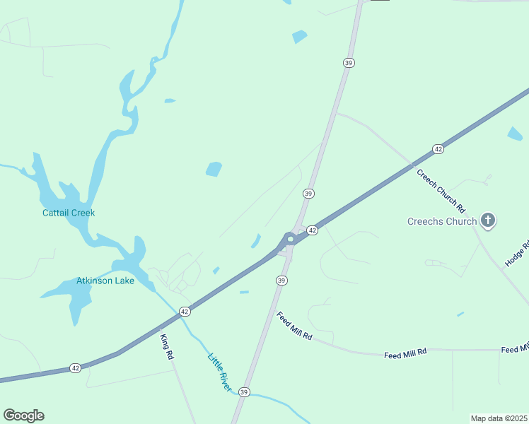 map of restaurants, bars, coffee shops, grocery stores, and more near Noramac Ct in Johnston County