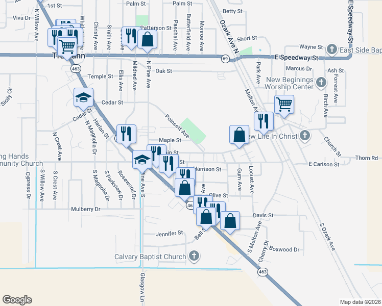 map of restaurants, bars, coffee shops, grocery stores, and more near 531 West Main Street in Trumann