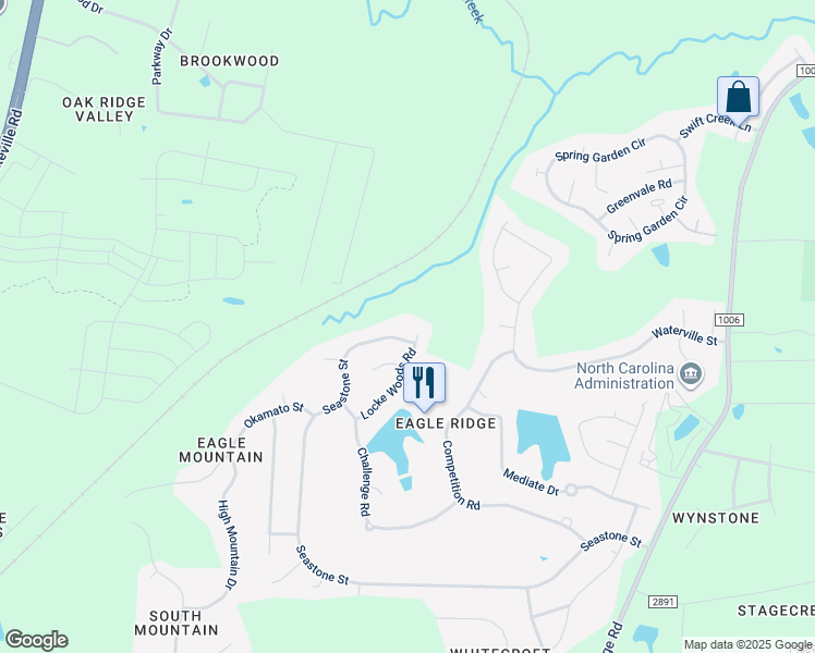 map of restaurants, bars, coffee shops, grocery stores, and more near 185 Locke Woods Road in Raleigh