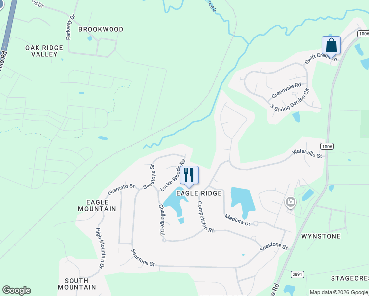 map of restaurants, bars, coffee shops, grocery stores, and more near 172 Locke Woods Road in Raleigh