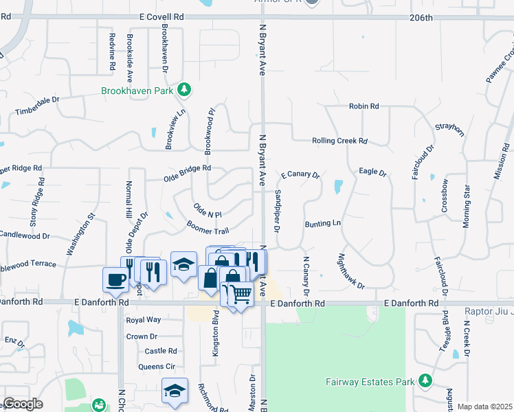 map of restaurants, bars, coffee shops, grocery stores, and more near 1408 Boomer Trail in Edmond