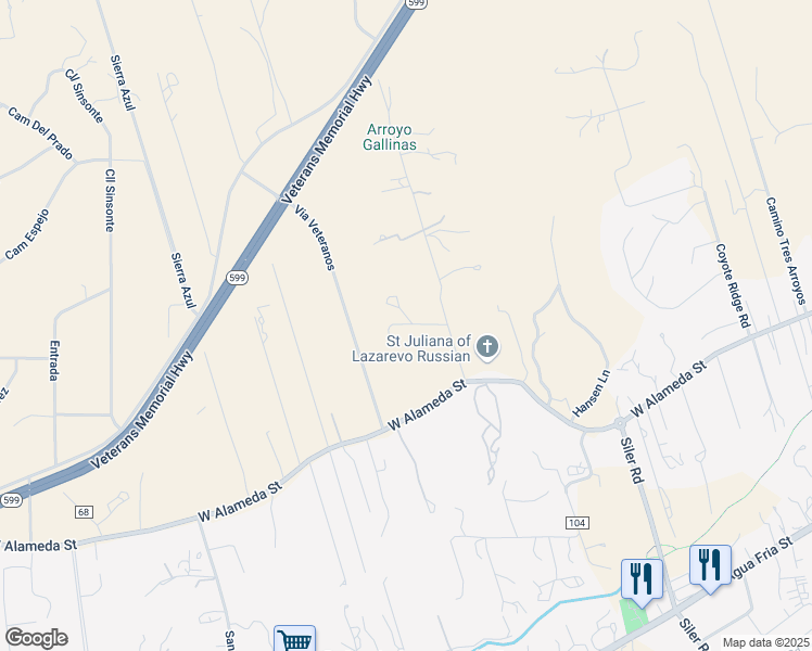 map of restaurants, bars, coffee shops, grocery stores, and more near 1051 Chicoma Vista in Santa Fe