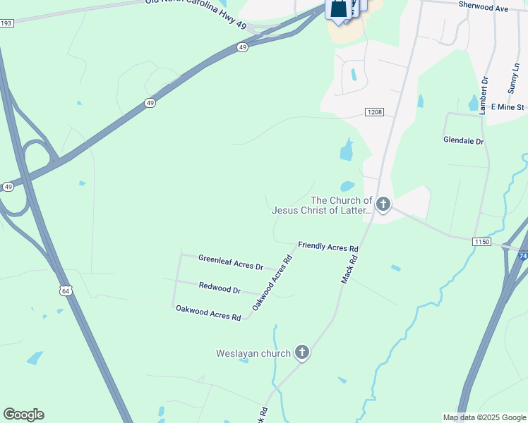 map of restaurants, bars, coffee shops, grocery stores, and more near 923 Friendly Circle in Asheboro