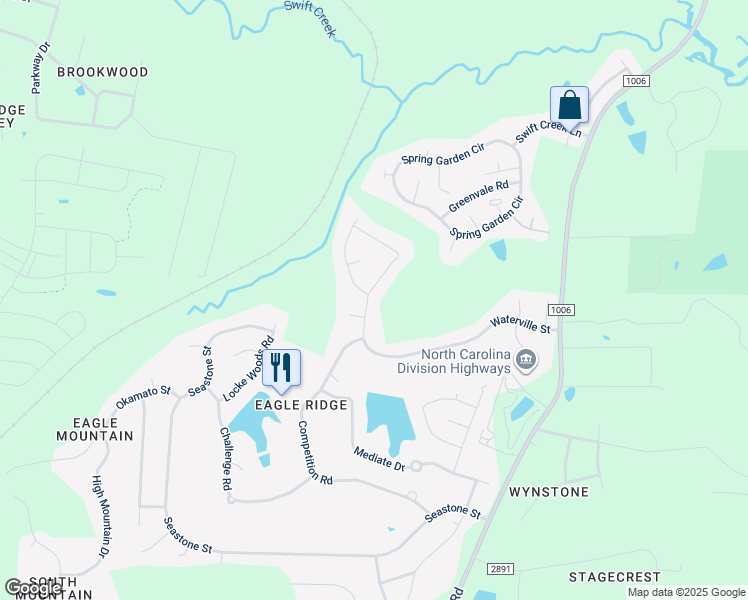 map of restaurants, bars, coffee shops, grocery stores, and more near 406 Waterville Street in Raleigh
