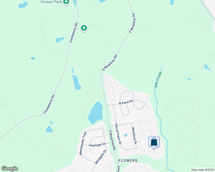 map of restaurants, bars, coffee shops, grocery stores, and more near 293 Denby Circle in Clayton