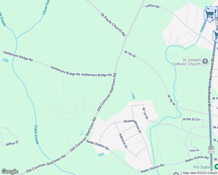 map of restaurants, bars, coffee shops, grocery stores, and more near 1789 Old Conover-Startown Road in Newton
