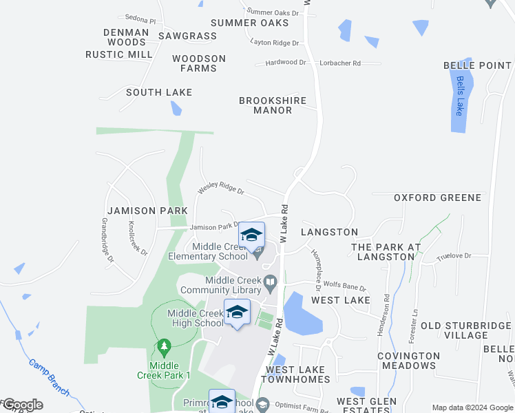 map of restaurants, bars, coffee shops, grocery stores, and more near 3705 Wesley Ridge Drive in Apex
