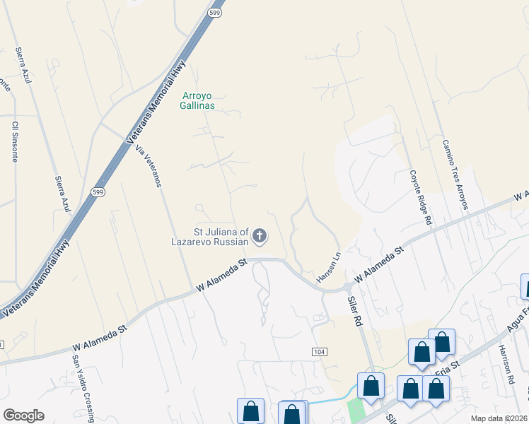 map of restaurants, bars, coffee shops, grocery stores, and more near 1139 Saint James Crest in Santa Fe
