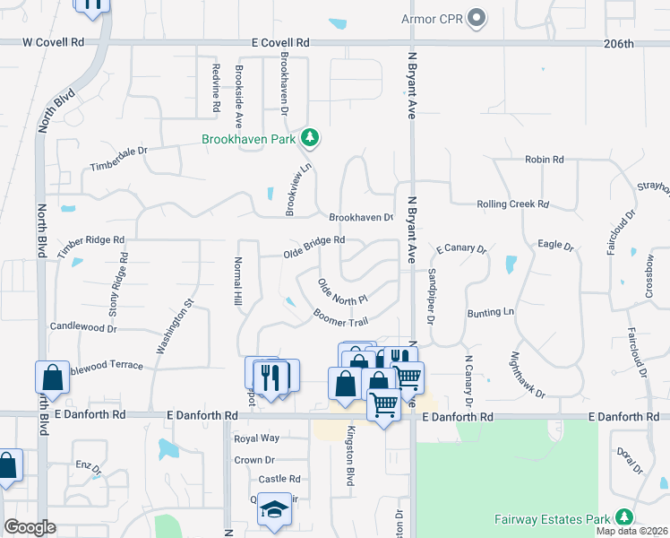 map of restaurants, bars, coffee shops, grocery stores, and more near 1809 Interurban Way in Edmond
