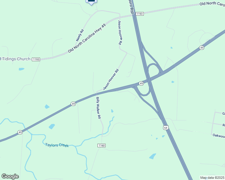 map of restaurants, bars, coffee shops, grocery stores, and more near State Highway 49 in Asheboro