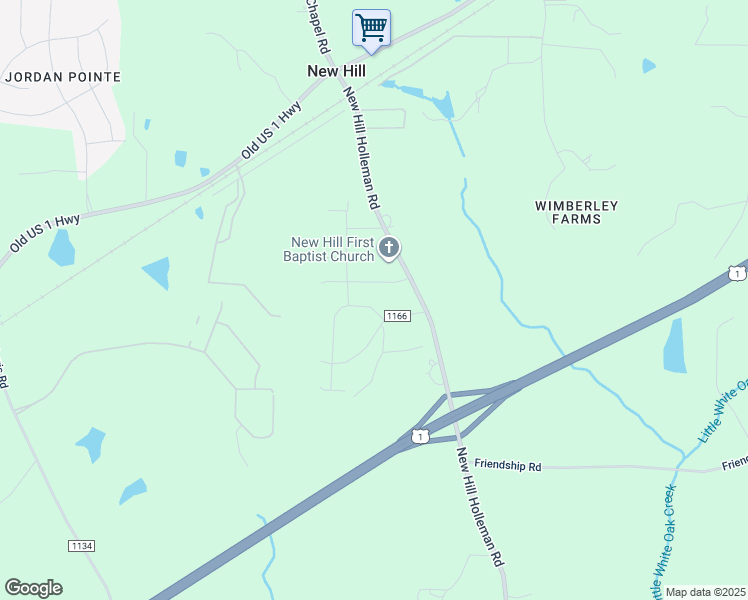 map of restaurants, bars, coffee shops, grocery stores, and more near 5112 Church Road in New Hill