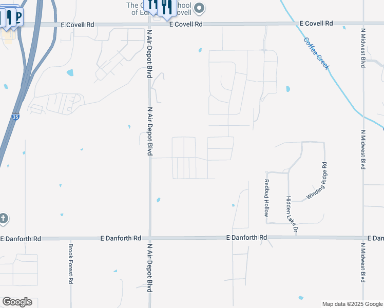 map of restaurants, bars, coffee shops, grocery stores, and more near 1300 North Air Depot Boulevard in Edmond