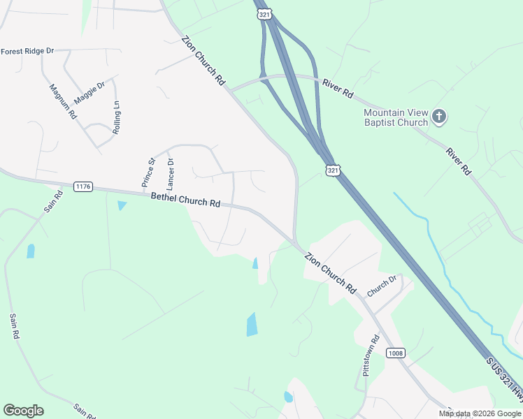 map of restaurants, bars, coffee shops, grocery stores, and more near 4580 Bethel Church Road in Hickory