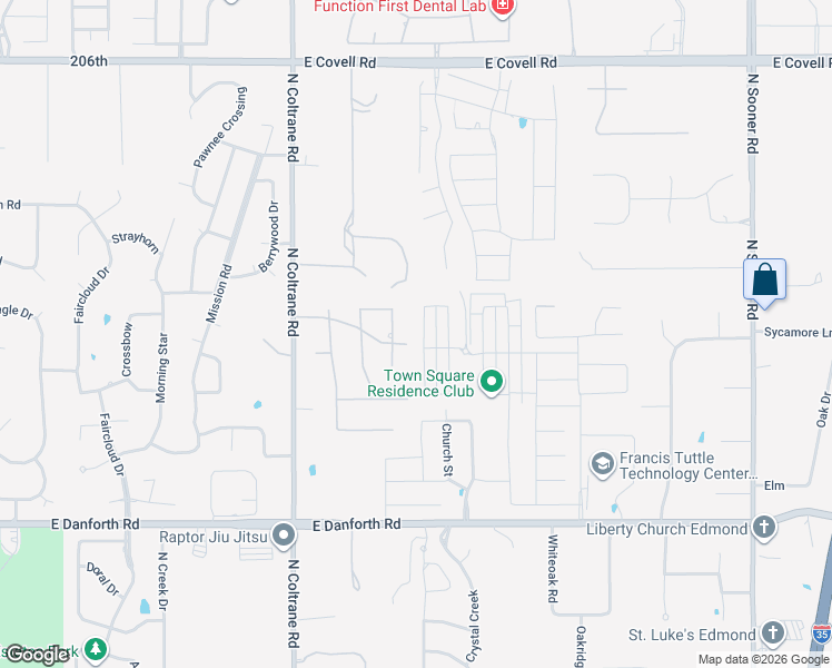 map of restaurants, bars, coffee shops, grocery stores, and more near 1800 Ruidosa Drive in Edmond