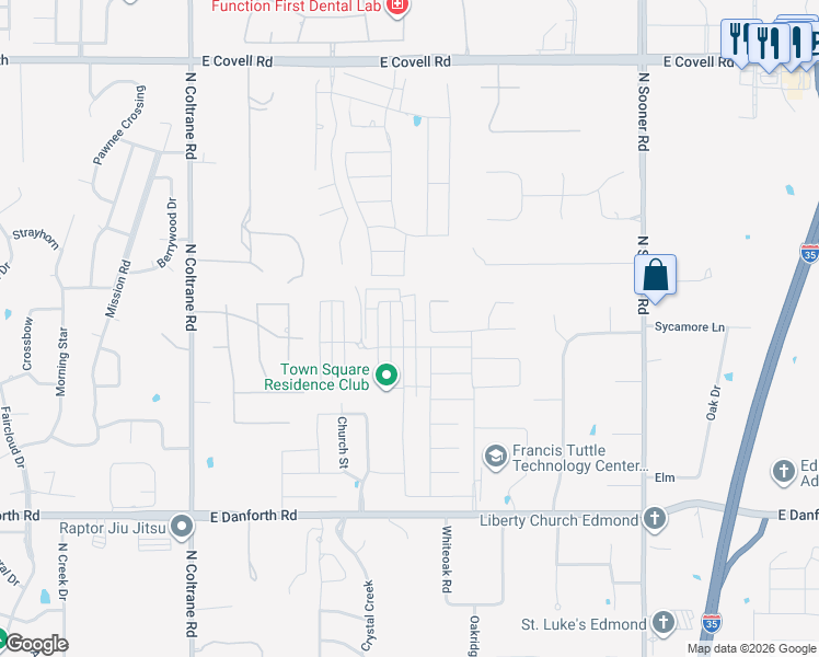 map of restaurants, bars, coffee shops, grocery stores, and more near 1824 Boathouse Road in Edmond