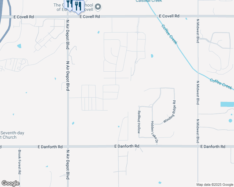 map of restaurants, bars, coffee shops, grocery stores, and more near 1300 North Air Depot Boulevard in Edmond