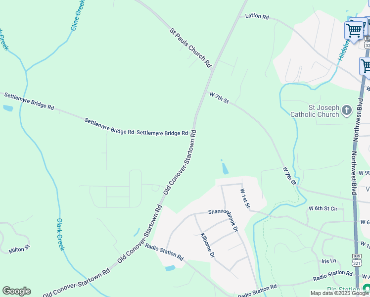 map of restaurants, bars, coffee shops, grocery stores, and more near 1795 Old Conover-Startown Road in Newton