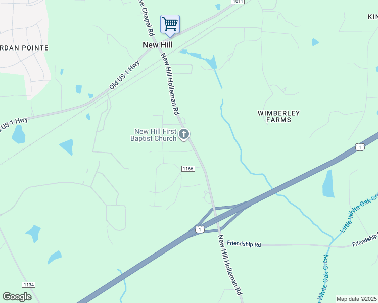 map of restaurants, bars, coffee shops, grocery stores, and more near 5112 Church Road in New Hill