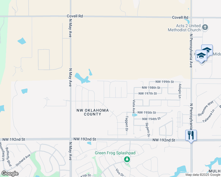 map of restaurants, bars, coffee shops, grocery stores, and more near 19812 Forsythe Drive in Edmond