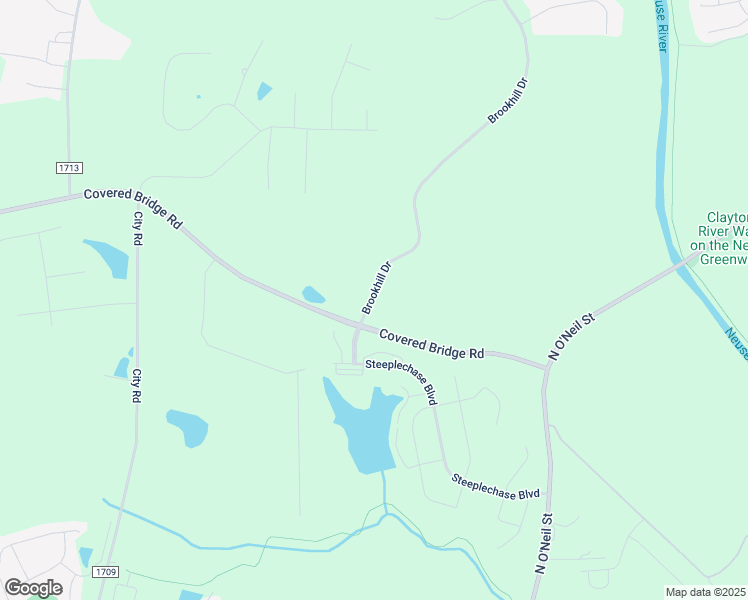 map of restaurants, bars, coffee shops, grocery stores, and more near Cozy Brook Court in Johnston County