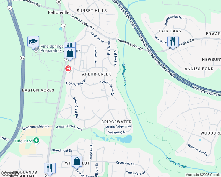map of restaurants, bars, coffee shops, grocery stores, and more near in Morrisville