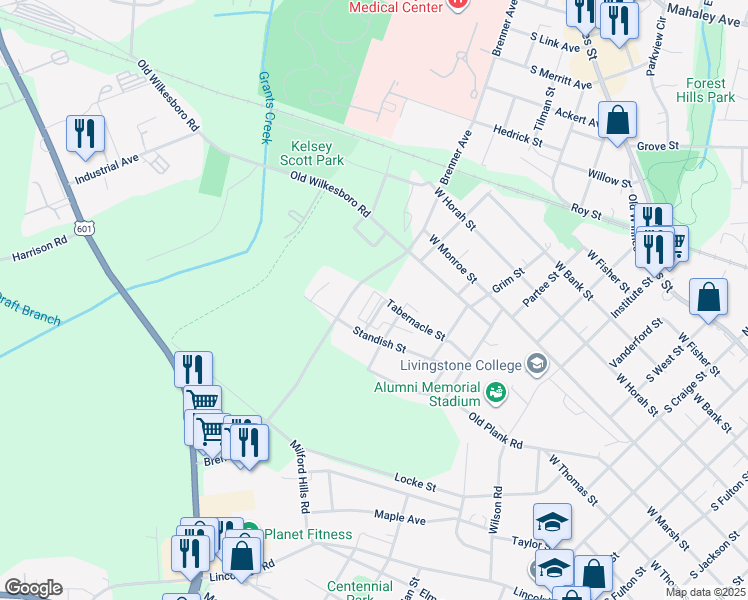 map of restaurants, bars, coffee shops, grocery stores, and more near 610 Brenner Avenue in Salisbury