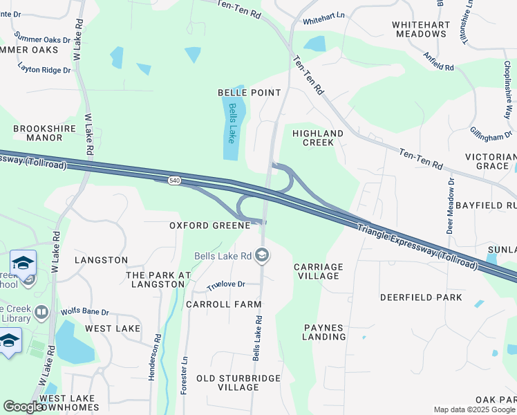 map of restaurants, bars, coffee shops, grocery stores, and more near 8000 Bells Lake Road in Apex