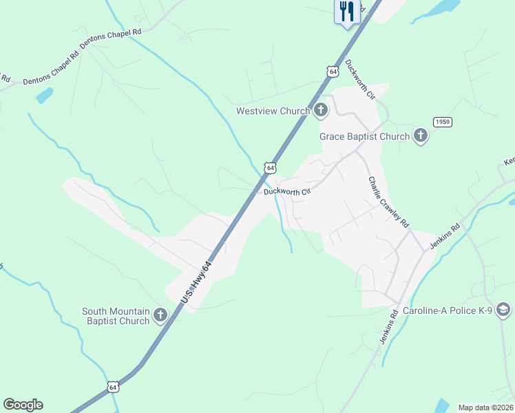 map of restaurants, bars, coffee shops, grocery stores, and more near 3411 U.S. 64 in Morganton