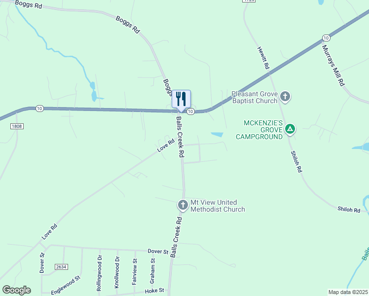 map of restaurants, bars, coffee shops, grocery stores, and more near 1094 Balls Creek Road in Claremont