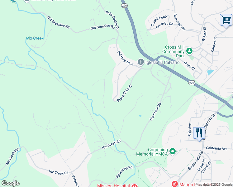 map of restaurants, bars, coffee shops, grocery stores, and more near 441 Green Street in Marion