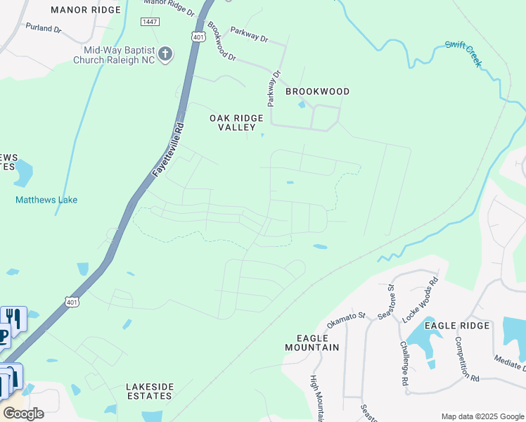 map of restaurants, bars, coffee shops, grocery stores, and more near 7099 Sorrell Lane in Raleigh