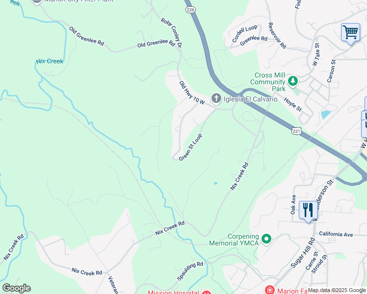 map of restaurants, bars, coffee shops, grocery stores, and more near 441 Green Street in Marion