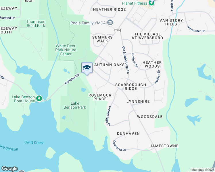 map of restaurants, bars, coffee shops, grocery stores, and more near 101 Bonica Creek Drive in Garner
