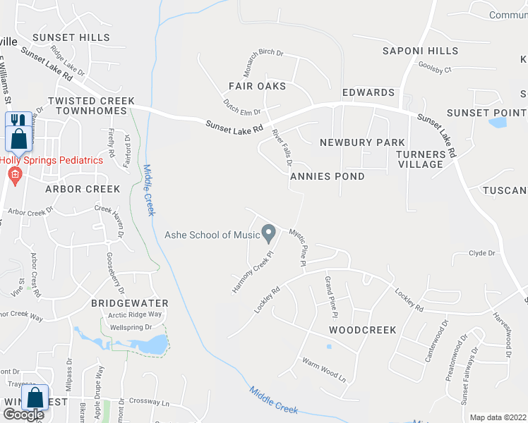 map of restaurants, bars, coffee shops, grocery stores, and more near 224 Mystic Pine Place in Apex