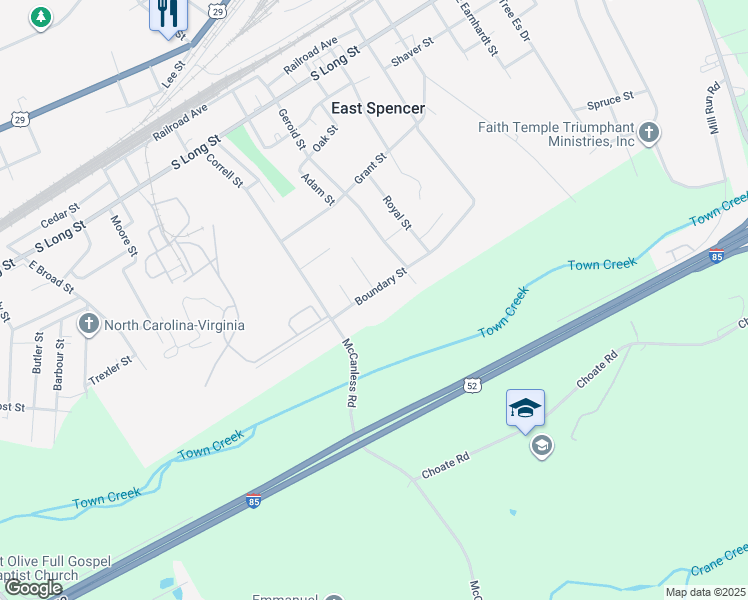 map of restaurants, bars, coffee shops, grocery stores, and more near 420 North Boundary Es Street in Salisbury