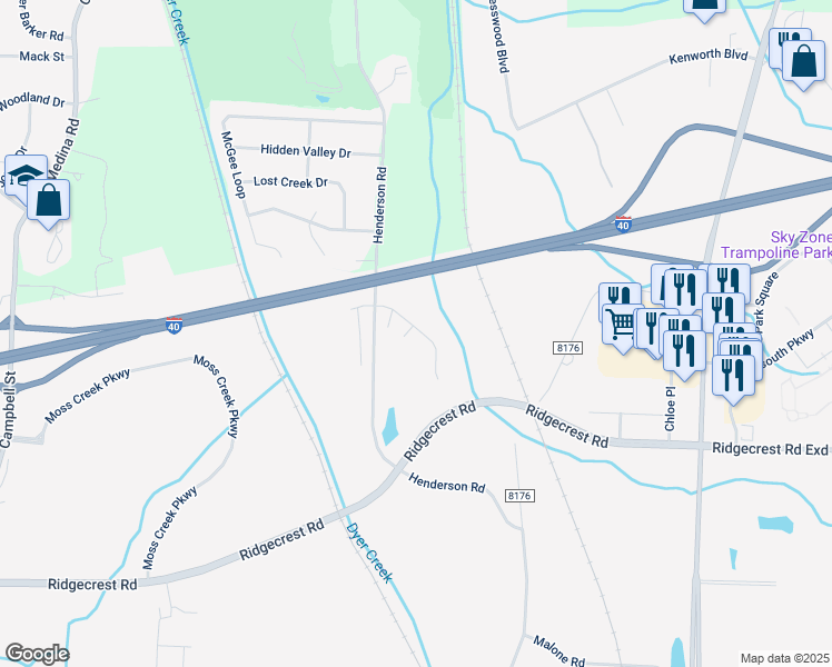 map of restaurants, bars, coffee shops, grocery stores, and more near 6 Sandbourne Cove in Jackson