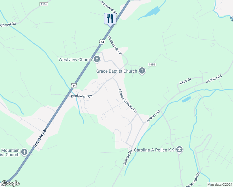 map of restaurants, bars, coffee shops, grocery stores, and more near 4796 Charlie Crawley Road in Morganton