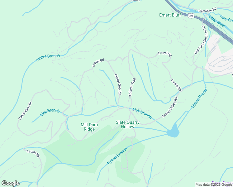 map of restaurants, bars, coffee shops, grocery stores, and more near 133 Cutter Gap Road in Townsend