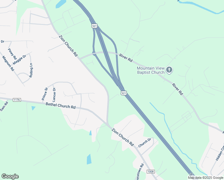 map of restaurants, bars, coffee shops, grocery stores, and more near River Road in Hickory